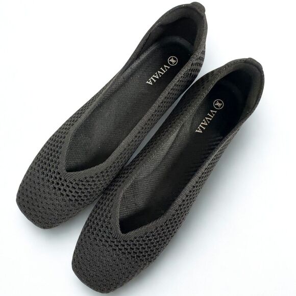 Vivaia Margo 2.0 Black Mesh Square Toe V-Cut Ballet Flat Comfort EU Size 38.5 - Picture 2 of 12